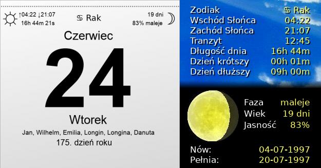 24 Czerwca 1997 - Dzień Przytulania. Kartka z Kalendarza