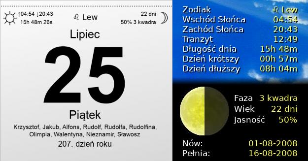 25 Lipca 2008 - Piątek. Kartka z Kalendarza
