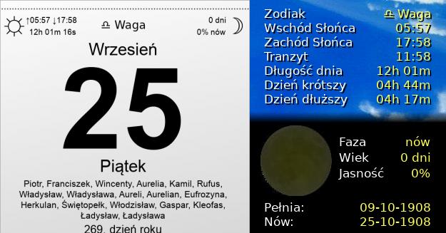 25 Września 1908 - Piątek. Kartka z Kalendarza