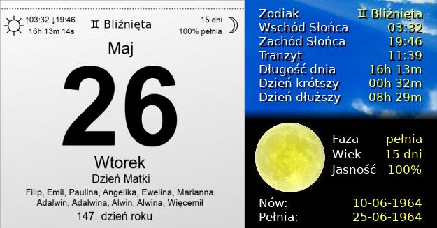 26 Maja 1964 - Dzień Matki. Kartka z Kalendarza