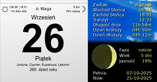 26 Września 2025 - Piątek. Kartka z Kalendarza