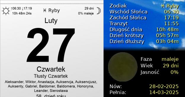 27 Lutego 2025 - Tłusty Czwartek. Kartka z Kalendarza