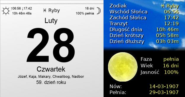 28 Lutego 1907 - Czwartek. Kartka z Kalendarza
