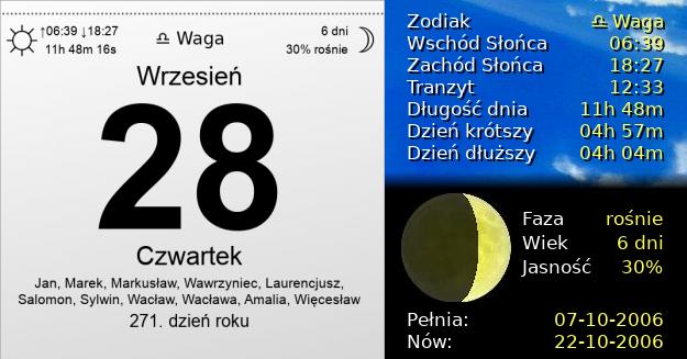 28 Września 2006 - Czwartek. Kartka z Kalendarza