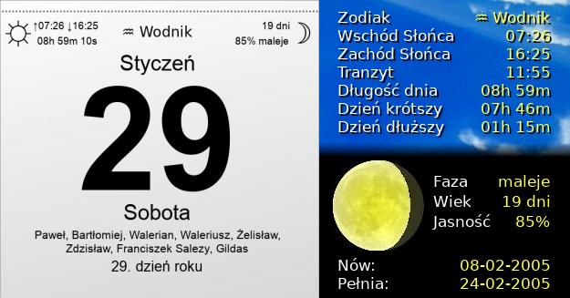 29 Stycznia 2005 - Sobota. Kartka z Kalendarza