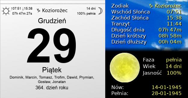 29 Grudnia 1944 - Piątek. Kartka z Kalendarza