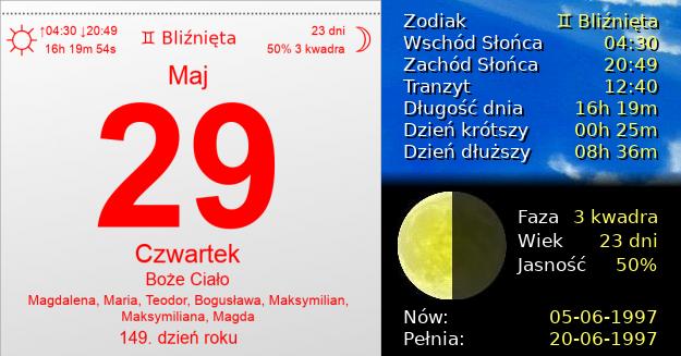 29 Maja 1997 - Boże Ciało. Kartka z Kalendarza