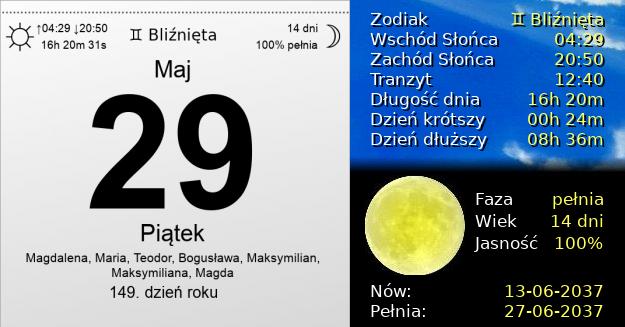 29 Maja 2037 - Piątek. Kartka z Kalendarza