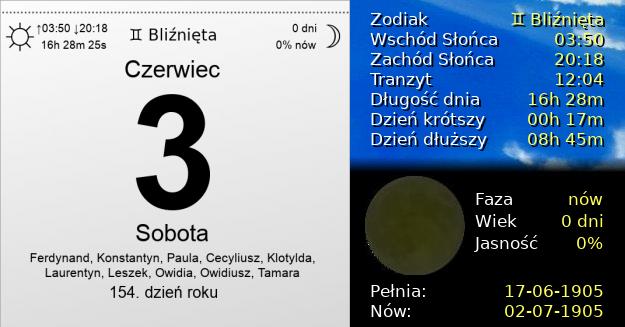 3 Czerwca 1905 - Sobota. Kartka z Kalendarza