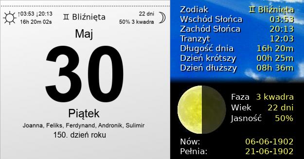 30 Maja 1902 - Piątek. Kartka z Kalendarza