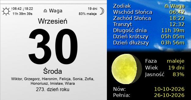 30 Września 2026 - Dzień Chłopaka. Kartka z Kalendarza