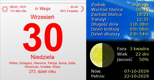 30 Września 2029 - Dzień Chłopaka. Kartka z Kalendarza