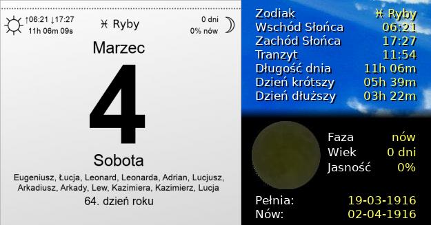 4 Marca 1916 - Sobota. Kartka z Kalendarza
