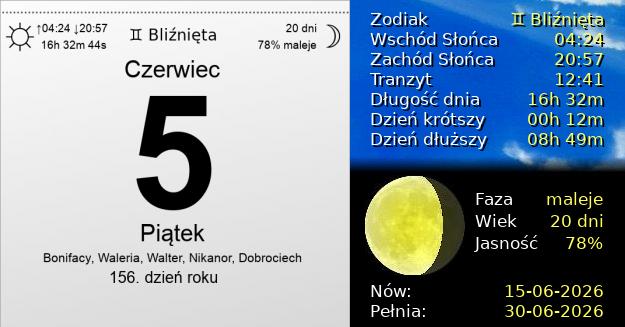 5 Czerwca 2026 - Piątek. Kartka z Kalendarza
