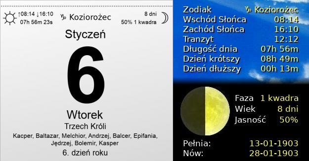 6 Stycznia 1903 - Trzech Króli. Kartka z Kalendarza