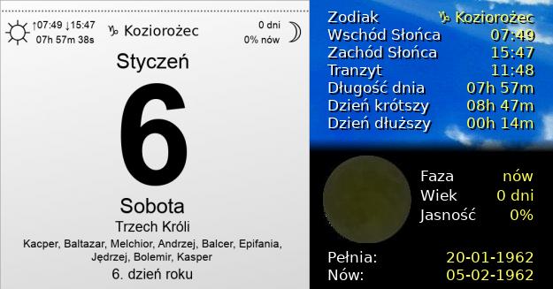 6 Stycznia 1962 - Trzech Króli. Kartka z Kalendarza