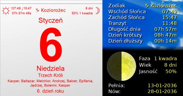 6 Stycznia 2036 - Trzech Króli. Kartka z Kalendarza