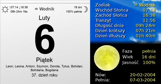 6 Lutego 2004 - Piątek. Kartka z Kalendarza