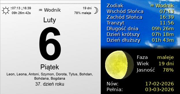 6 Lutego 2026 - Piątek. Kartka z Kalendarza