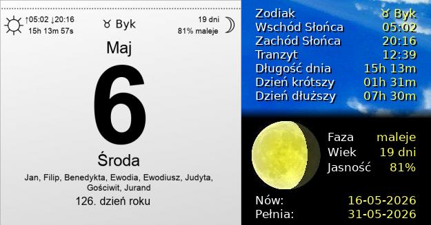 6 Maja 2026 - Środa. Kartka z Kalendarza