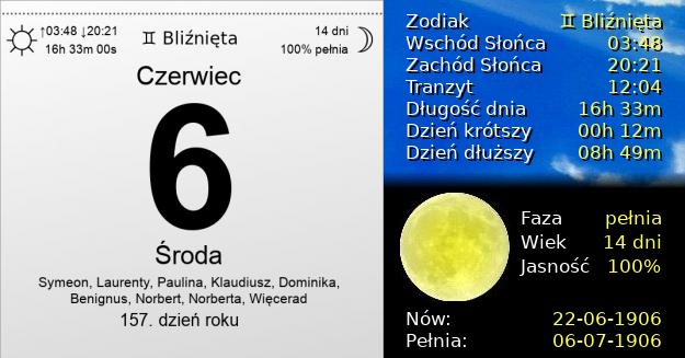 6 Czerwca 1906 - Środa. Kartka z Kalendarza