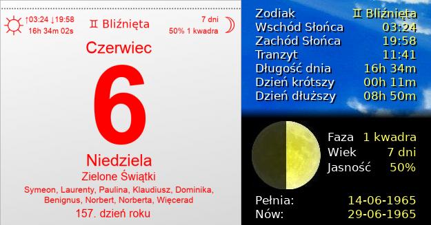 6 Czerwca 1965 - Zesłanie Ducha Świętego. Kartka z Kalendarza