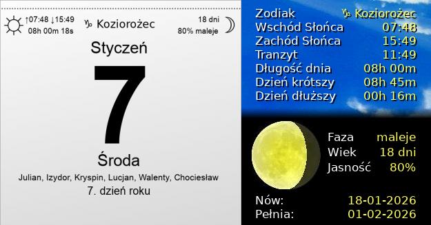 7 Stycznia 2026 - Środa. Kartka z Kalendarza
