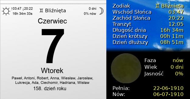 7 Czerwca 1910 - Wtorek. Kartka z Kalendarza
