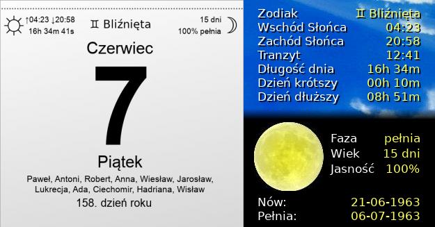 7 Czerwca 1963 - Piątek. Kartka z Kalendarza