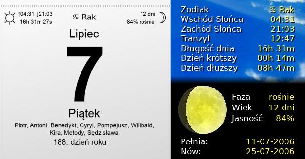 7 Lipca 2006 - Piątek. Kartka z Kalendarza