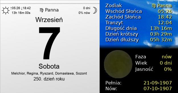 7 Września 1907 - Sobota. Kartka z Kalendarza