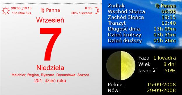 7 Września 2008 - Niedziela. Kartka z Kalendarza