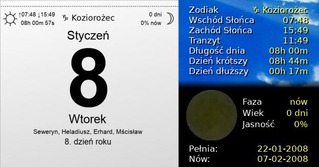 8 Stycznia 2008 - Wtorek. Kartka z Kalendarza