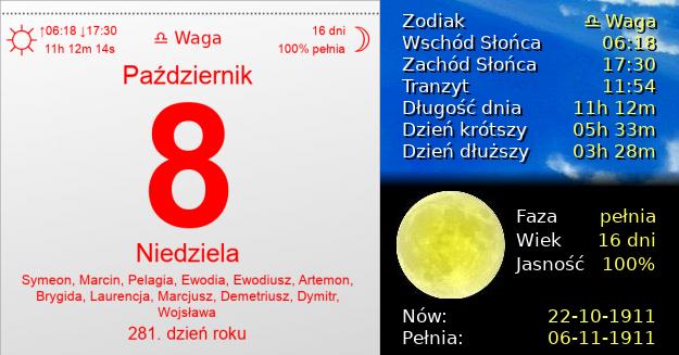 8 Października 1911 - Niedziela. Kartka z Kalendarza