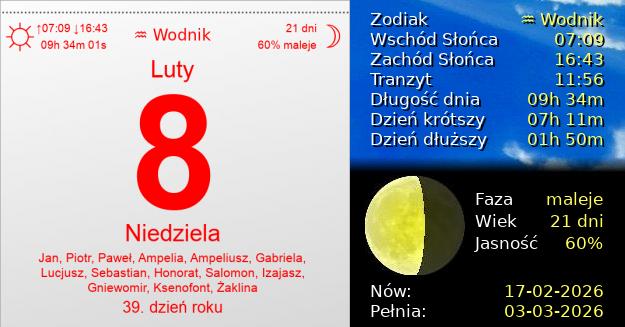 8 Lutego 2026 - Niedziela. Kartka z Kalendarza