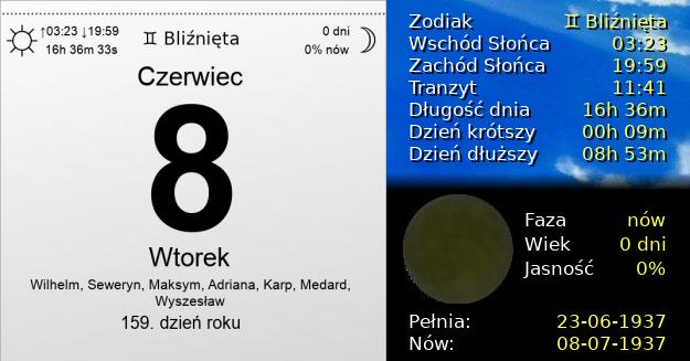8 Czerwca 1937 - Wtorek. Kartka z Kalendarza