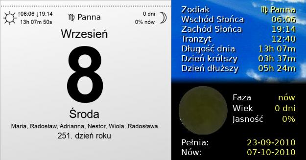 8 Września 2010 - Środa. Kartka z Kalendarza