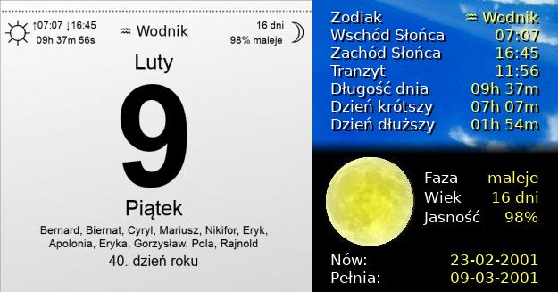 9 Lutego 2001 - Międzynarodowy Dzień Pizzy. Kartka z Kalendarza